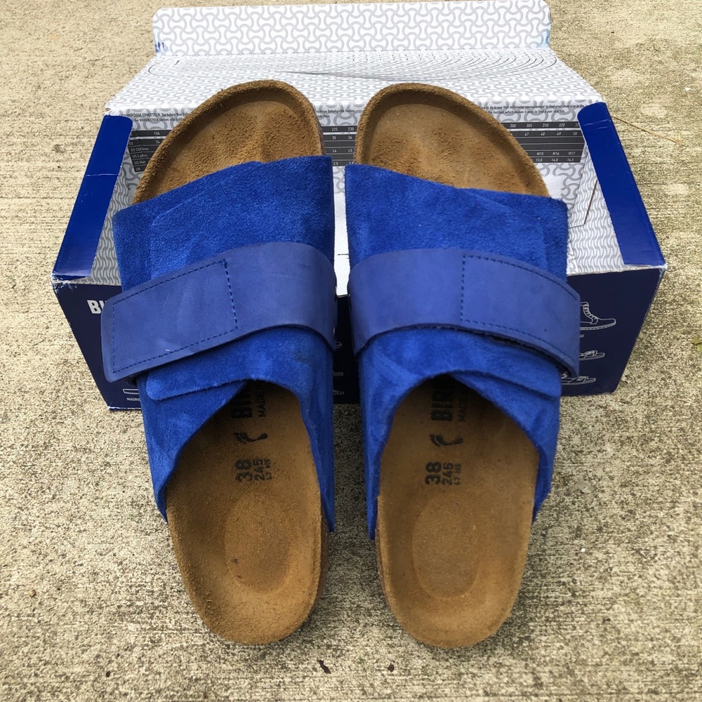Birkenstock ultra blue.